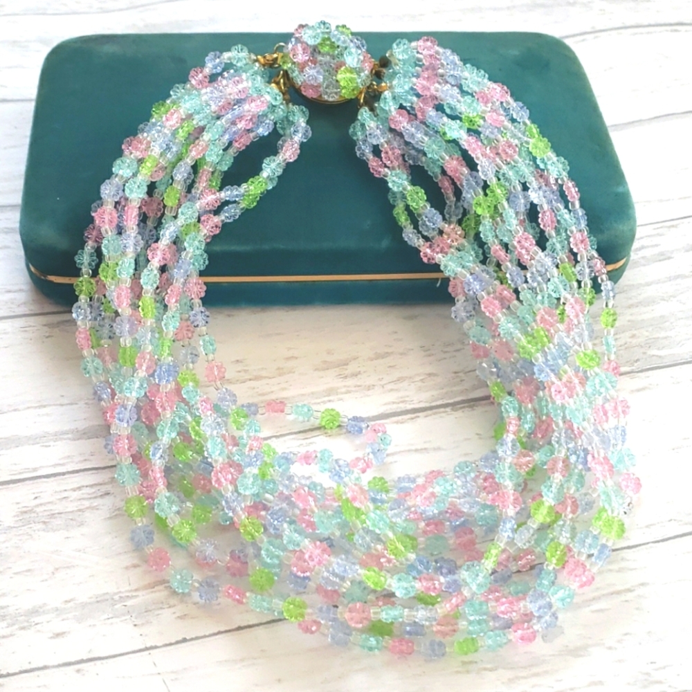 CHRISTIAN DIOR VINTAGE ‘67 Lucite Pastel Necklace